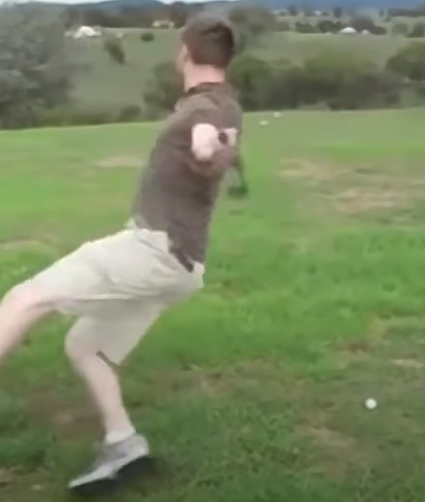 bad swing with excess momentum leading to slipping